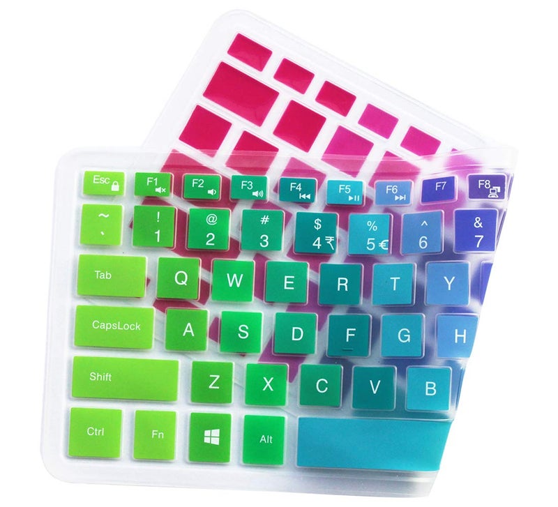 UHamn Silicone Keyboard Cover Compatible for 13.3â€ Dell Inspiron 13 5000 7000 Series 5368 5378 7368 7378, 15.6 inch Dell Inspiron 15 5000 7000 Series i5568 7573 7569 (No Numeric Keypad) - Rainbow - Image 1